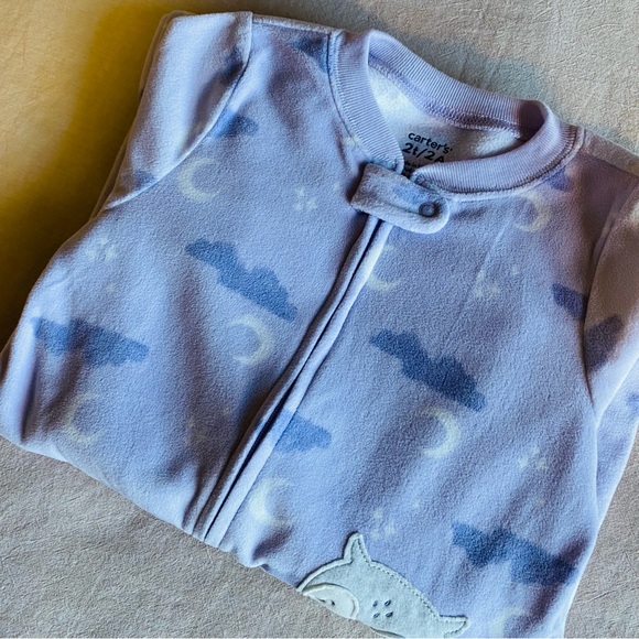 NWOT Carters Toddler Girl Footie One Piece Full Zip-Up Pajama Sleepwear - 2T - Picture 9 of 9